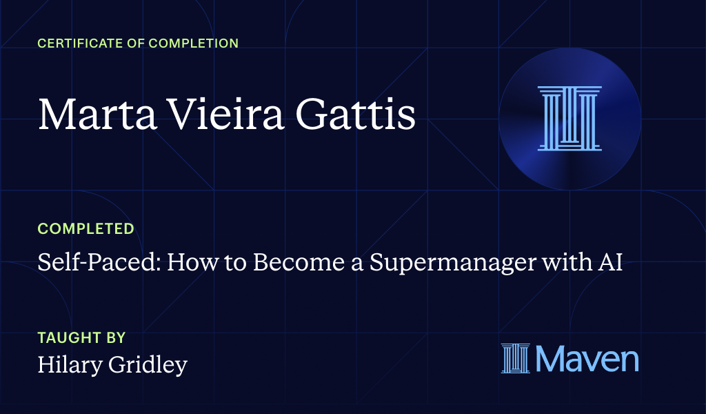 Certificate for Self-Paced: How to Become a Supermanager with AI