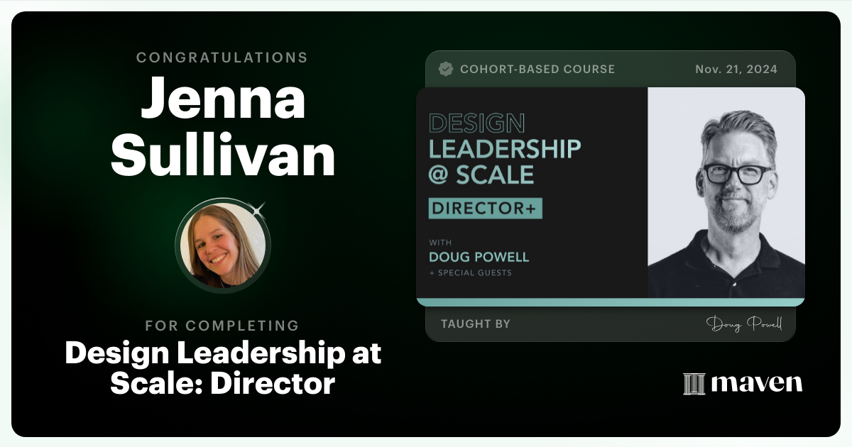 Certificate of Completion for Design Leadership at Scale: Director