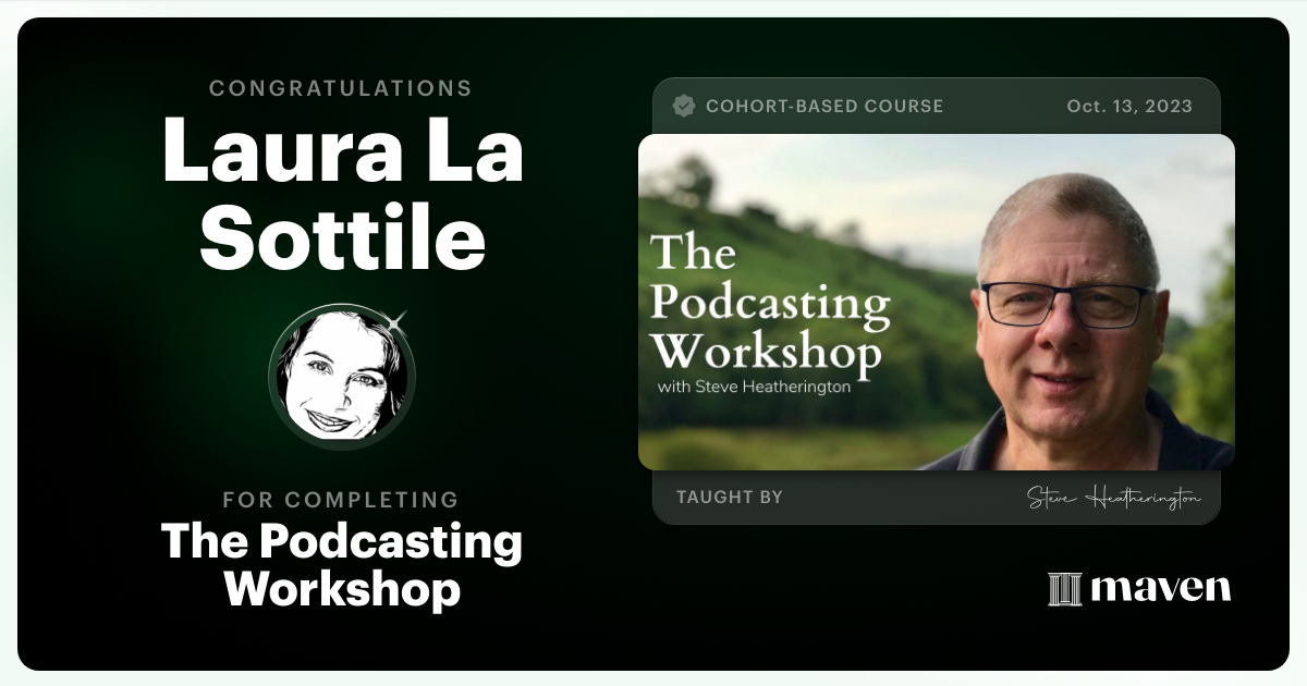 Certificate of Completion for The Podcasting Workshop