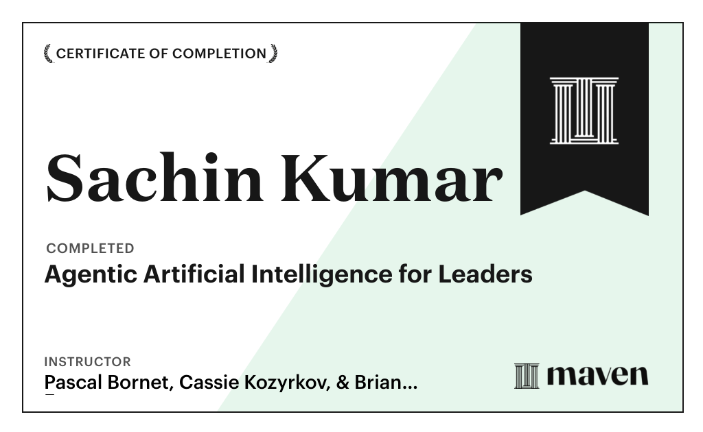 Certificate for Agentic Artificial Intelligence for Leaders