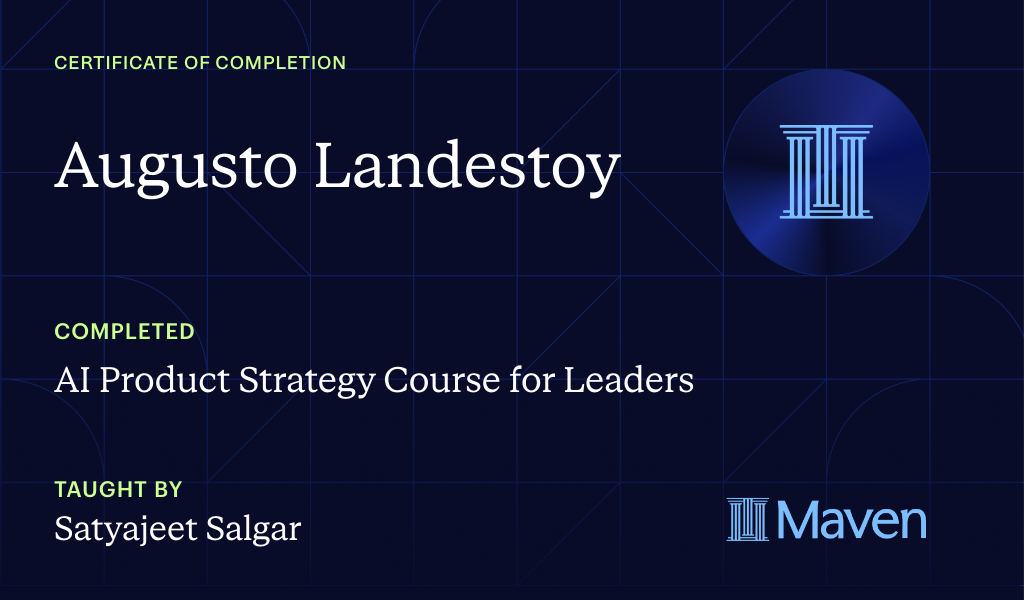 Certificate for AI Product Strategy Course for Leaders
