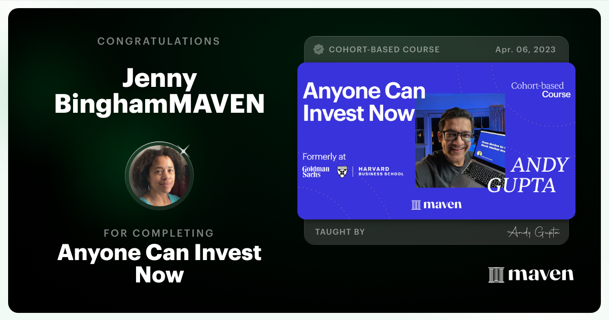 Certificate of Completion for Anyone Can Invest Now