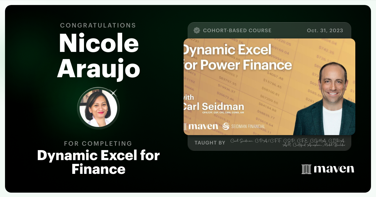Certificate of Completion for AI-Enabled Finance with Dynamic Excel