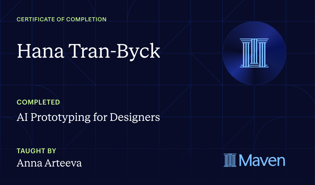 Certificate for AI prototyping for designers
