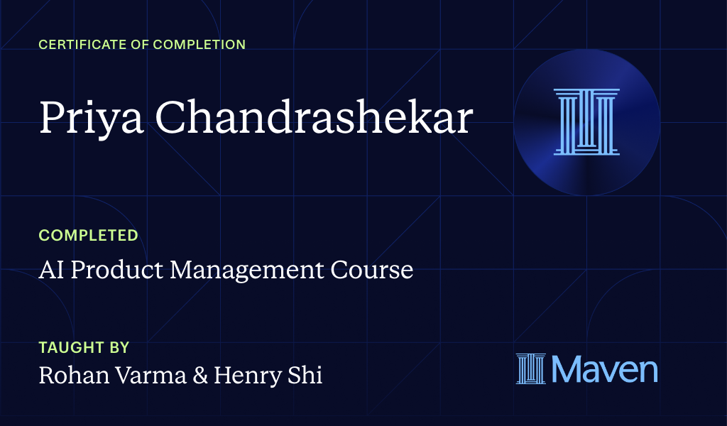 Certificate for AI Product Management Course