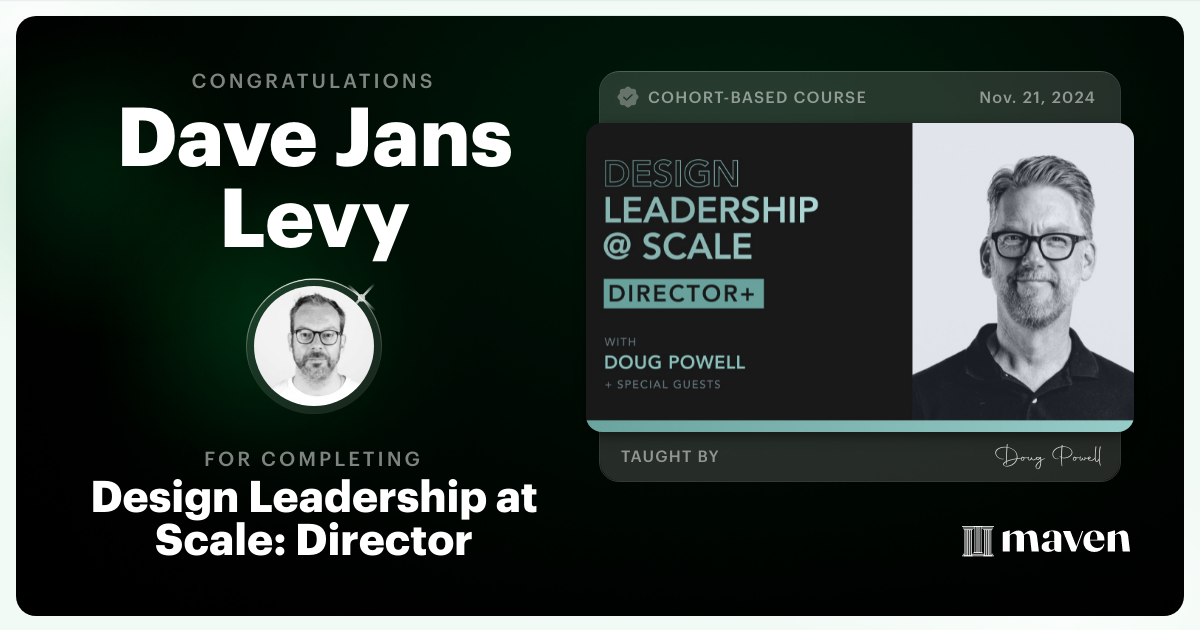 Certificate of Completion for Design Leadership at Scale: Director
