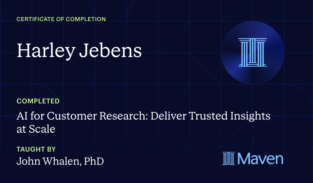 Certificate for AI for Customer Research: Deliver Trusted Insights at Scale