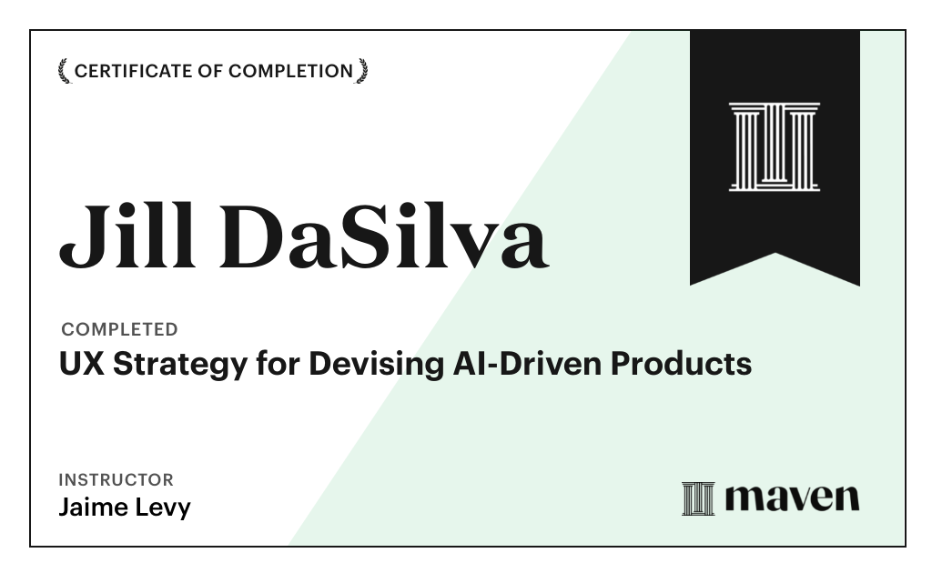 Certificate for UX Strategy for Devising AI-Driven Products