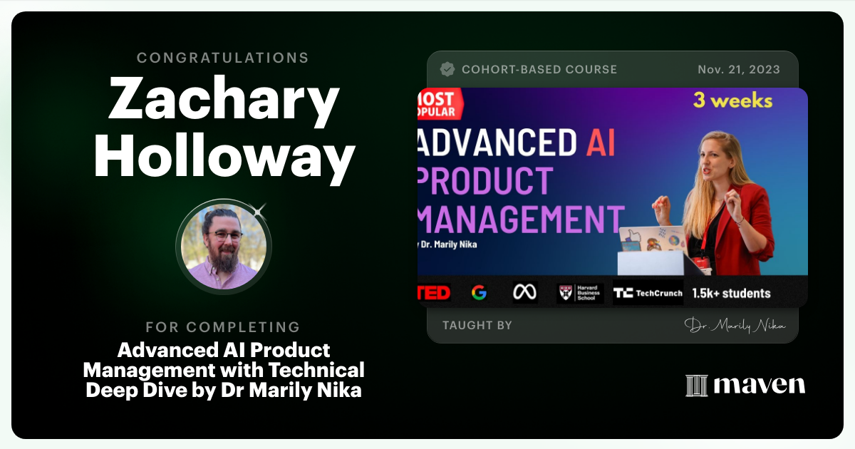 Certificate of Completion for Advanced AI Product Leadership Certification