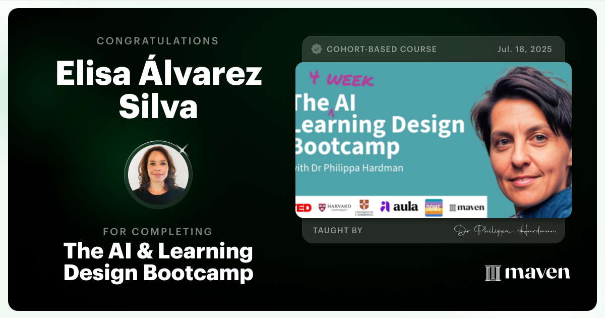 Certificate of Completion for The AI Bootcamp for L&D