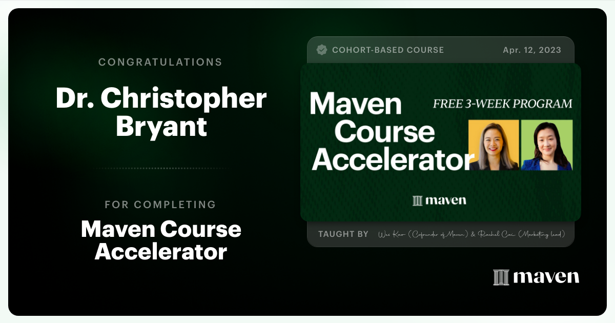 Certificate of Completion for Maven Course Accelerator