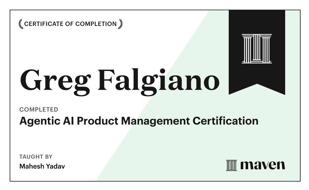 Certificate for Agentic AI Product Management Certification
