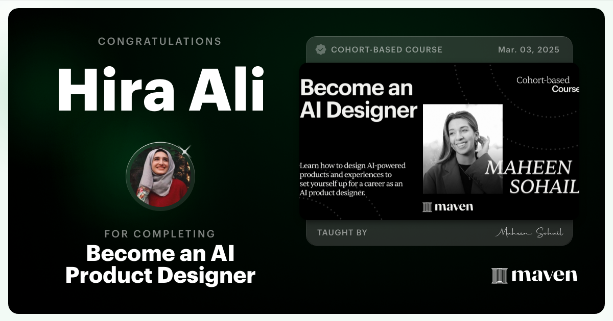 Certificate of Completion for Become an AI Product Designer