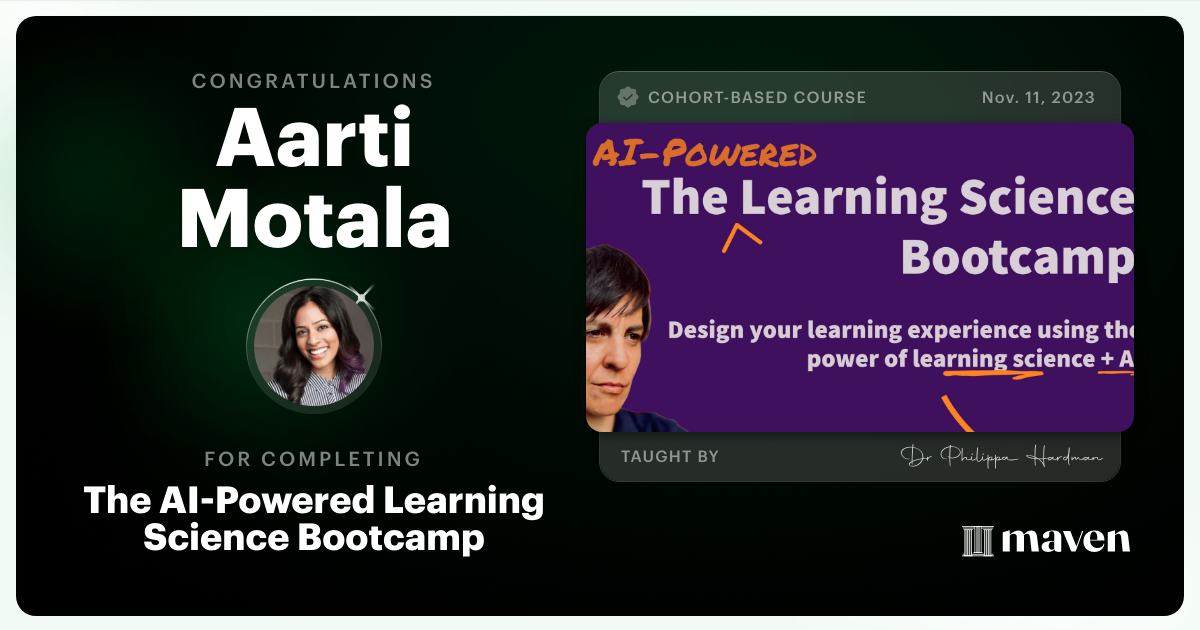 Certificate of Completion for The AI Bootcamp for L&D