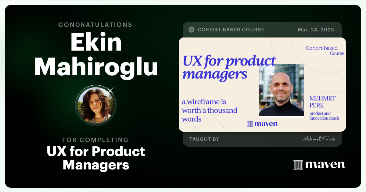 Certificate of Completion for UX for Product Managers