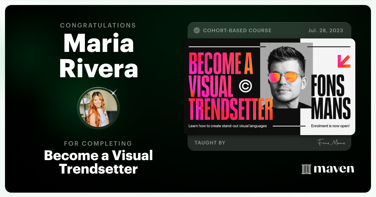 Certificate of Completion for Become a Visual Trendsetter