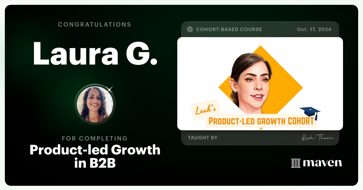 Certificate of Completion for Product-led Growth in B2B