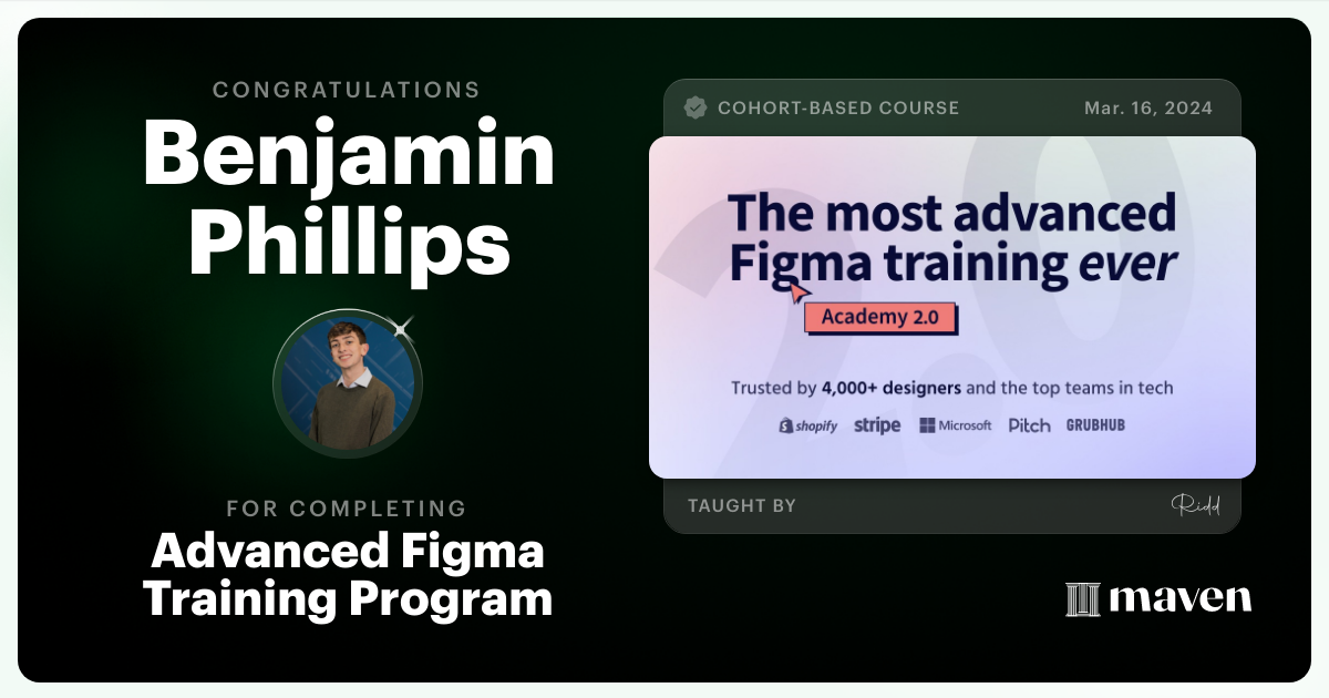 Certificate of Completion for Advanced Figma Training Program