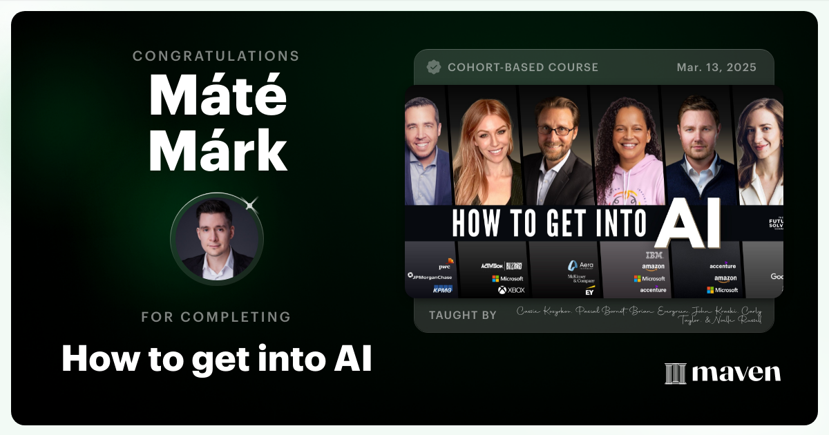 Certificate of Completion for How to get into AI