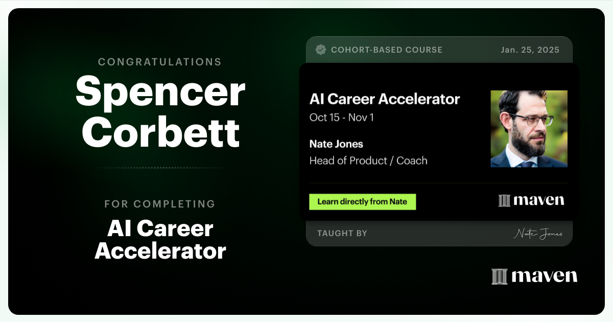 Certificate of Completion for AI Career Accelerator