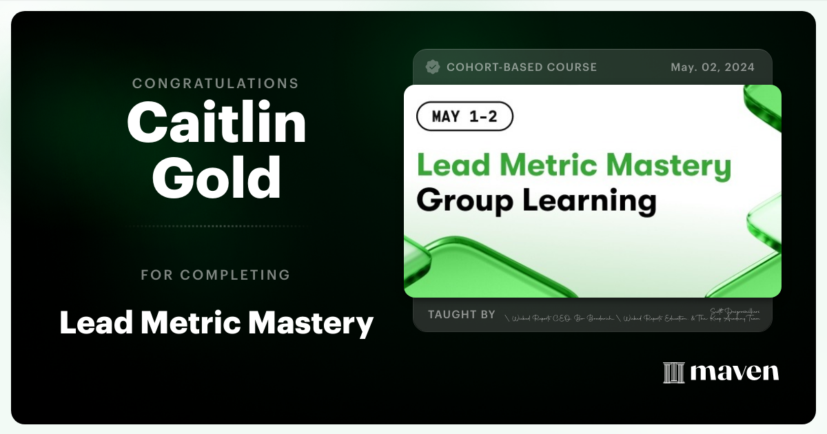 Certificate of Completion for Strategy Series: Lead Generation & Follow Up