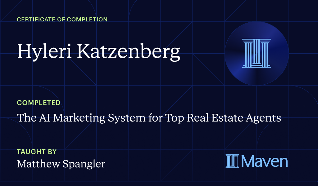 Certificate for The AI Marketing System for Top Real Estate Agents
