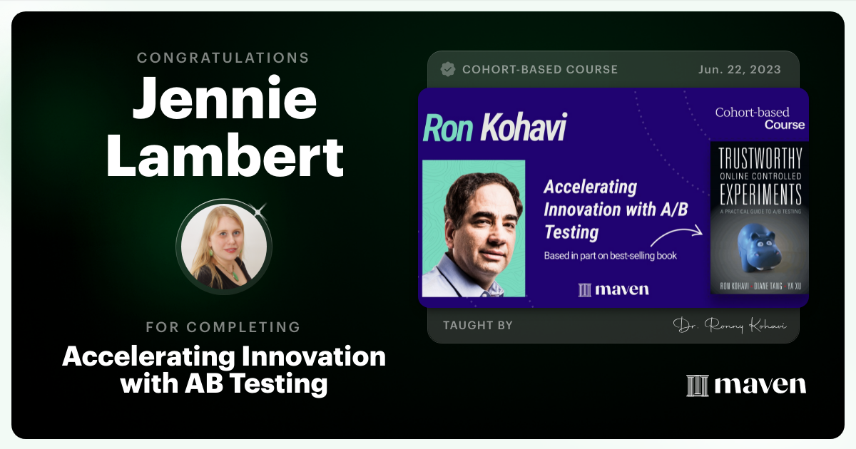 Certificate of Completion for Accelerating Innovation with A/B Testing