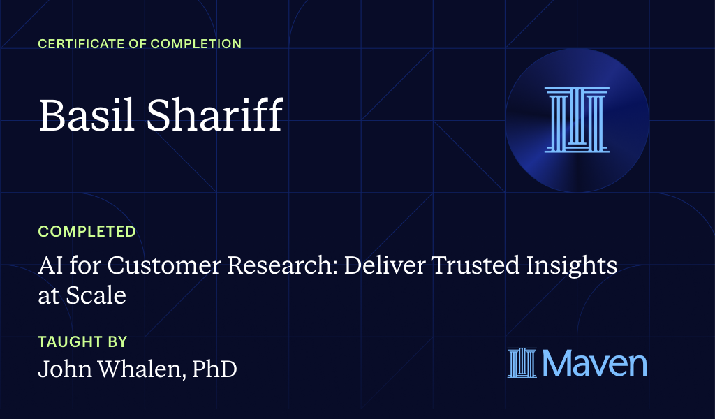 Certificate for AI for Customer Research: Deliver Trusted Insights at Scale