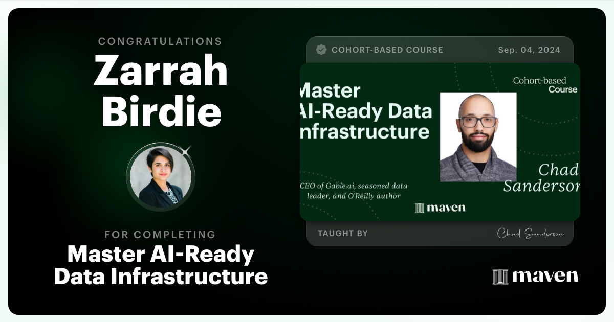 Certificate of Completion for Master AI-Ready Data Infrastructure