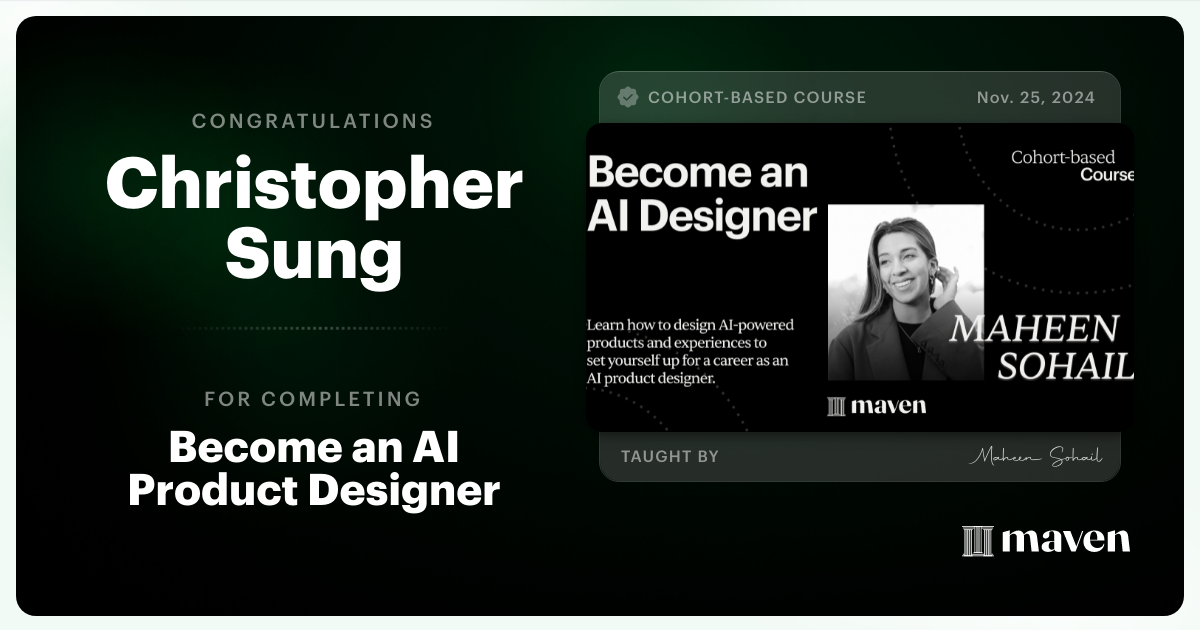 Certificate of Completion for Become an AI Product Designer