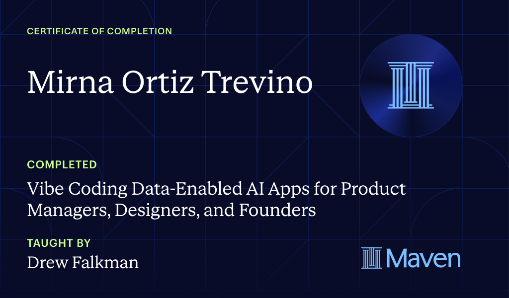 Certificate for Vibe Coding Data-Enabled AI Apps for Product Managers, Designers, and Founders