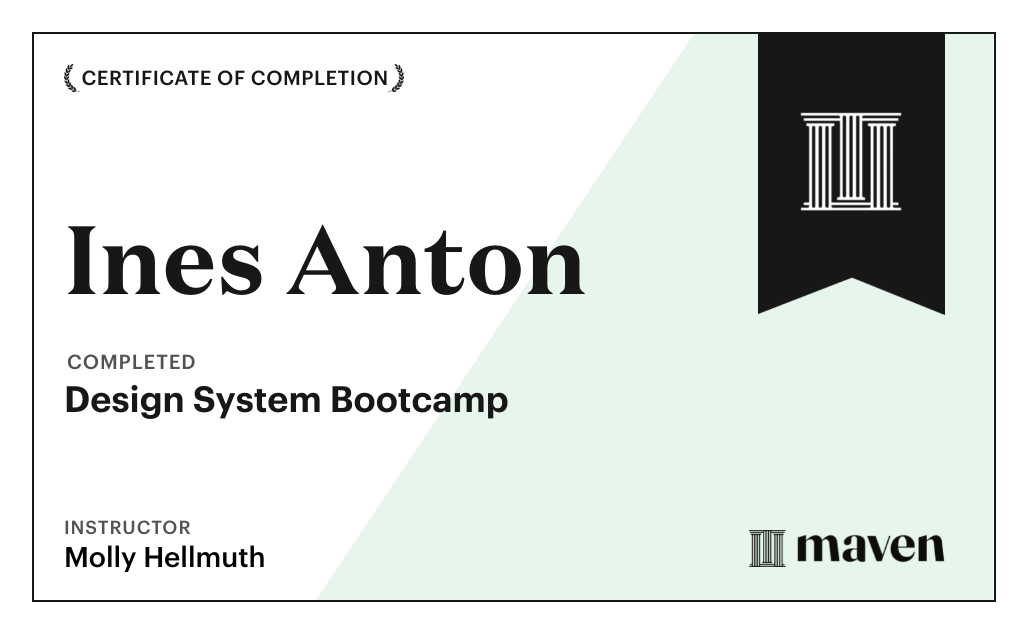 Certificate for Design System Bootcamp