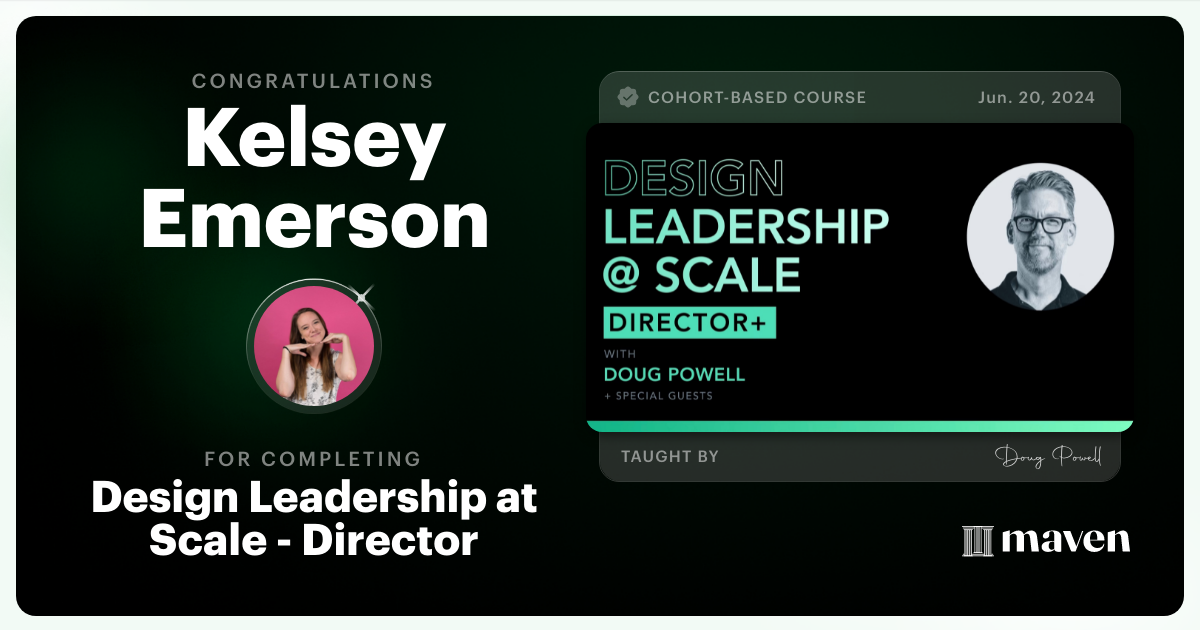 Certificate of Completion for Design Leadership at Scale: Director