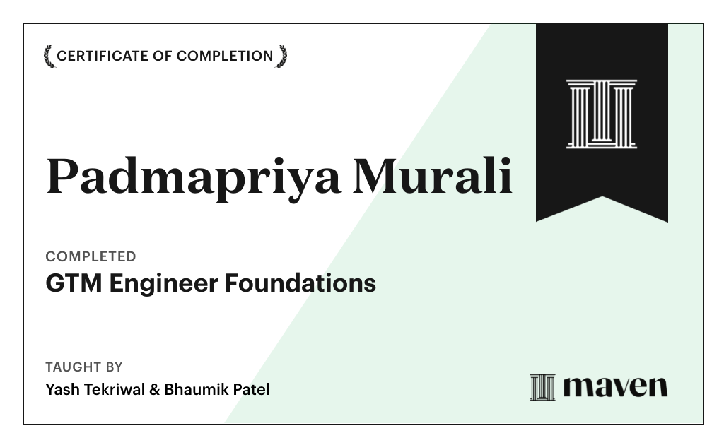 Certificate for GTM Engineer Foundations