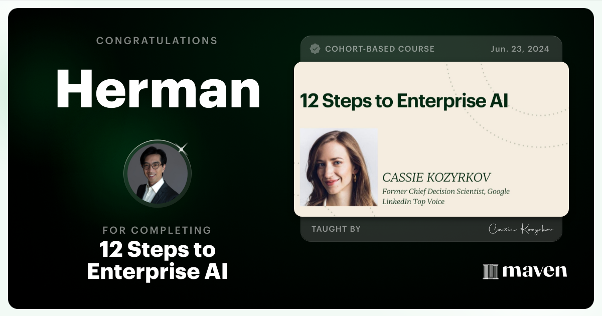 Certificate of Completion for Developing Your AI Strategy: A Framework for Leadership