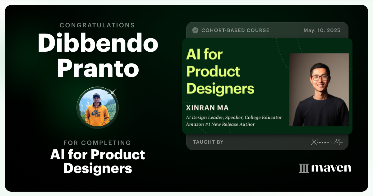 Certificate of Completion for AI for Product Designers