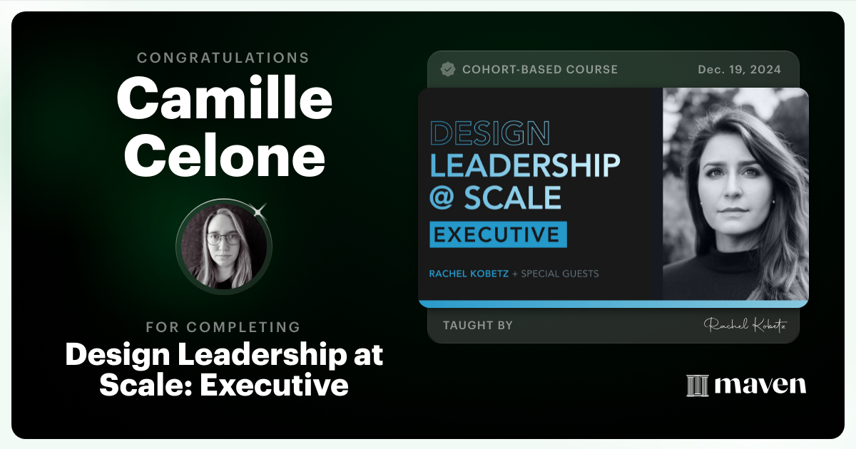 Certificate of Completion for Design Leadership at Scale: Executive