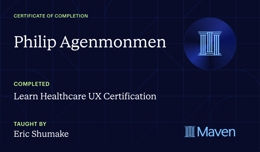 Certificate for Transition into UX for Healthcare