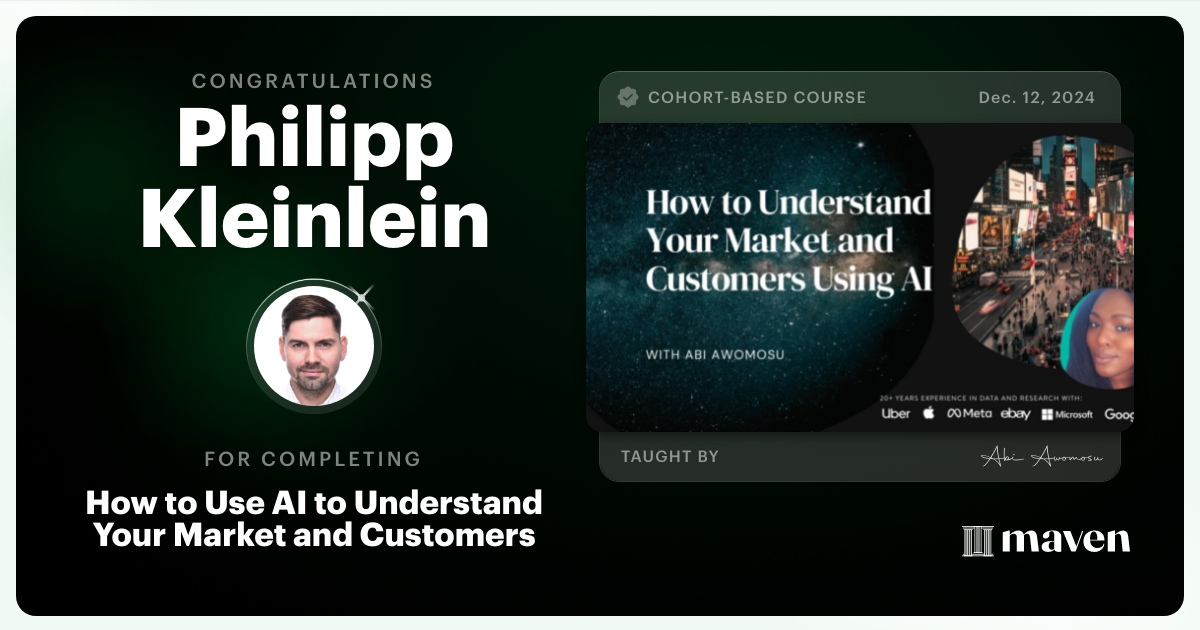 Certificate of Completion for The Billion Person Focus Group® - Find the Truths Traditional Research Misses