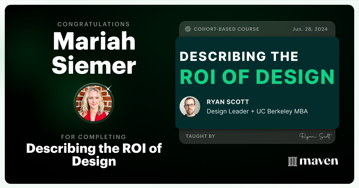 Certificate of Completion for Describing the ROI of Design