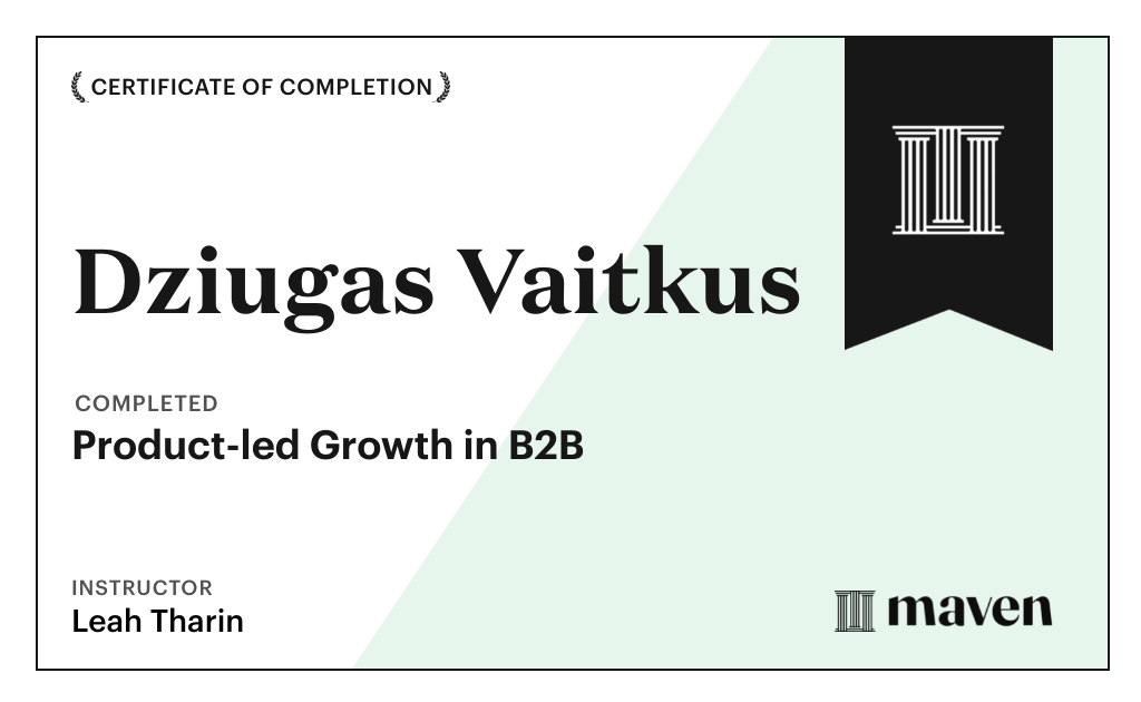 Certificate for Product-led Growth in B2B