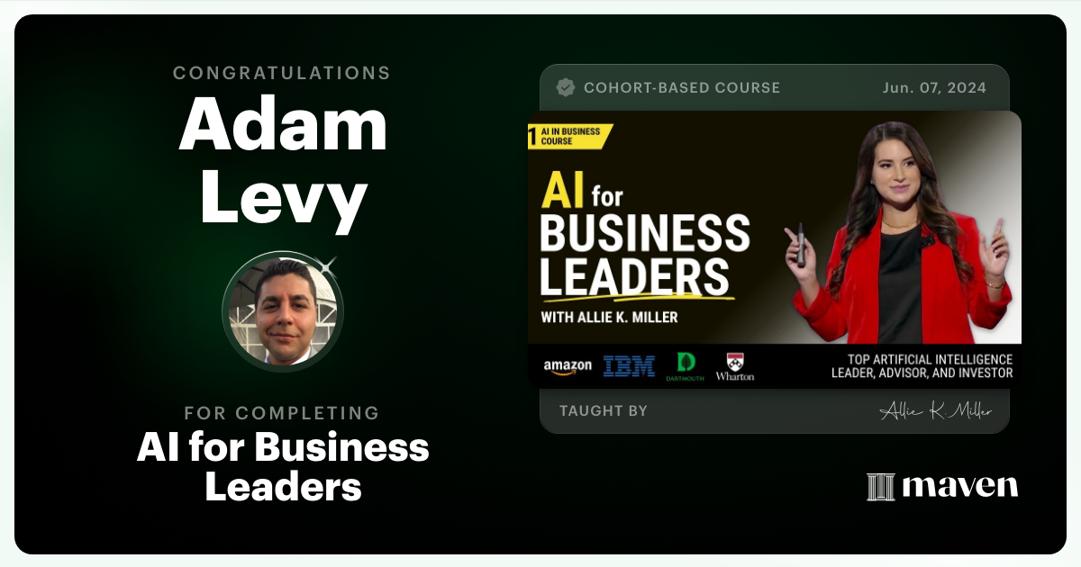 Certificate of Completion for AI for Business Leaders