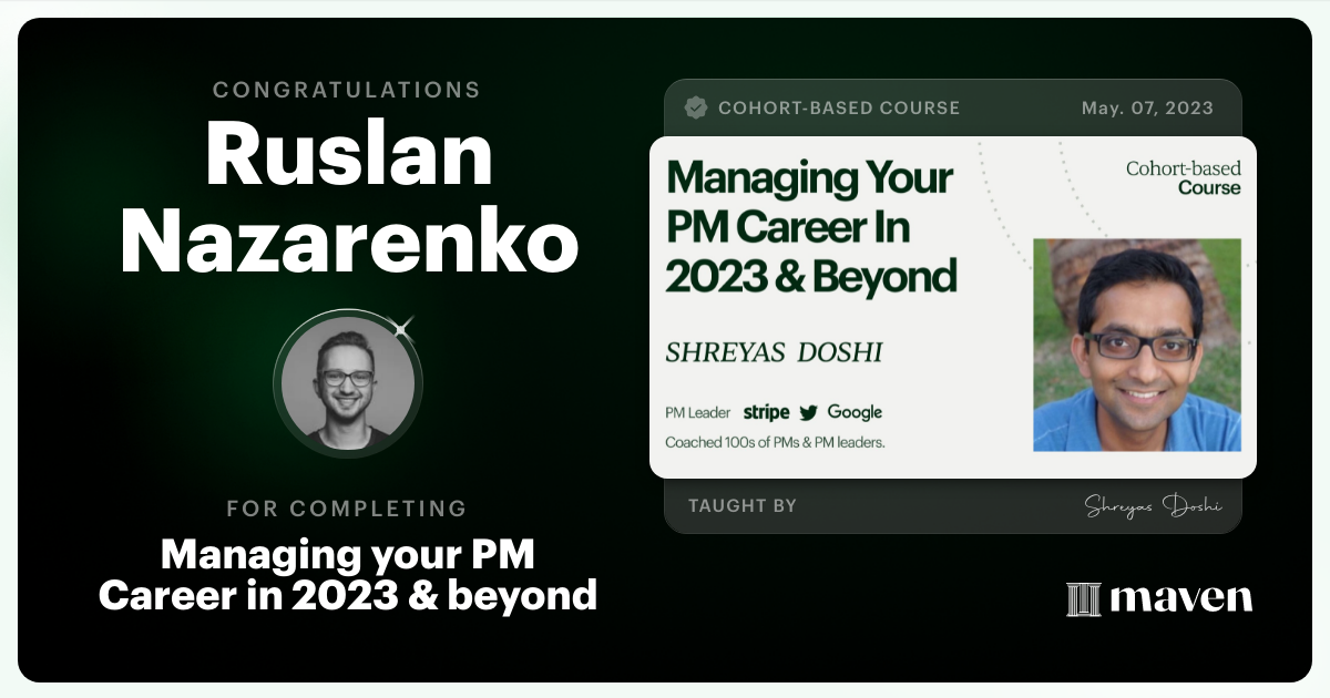 Certificate of Completion for Managing your PM Career in 2025 and beyond