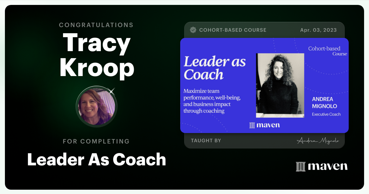 Certificate of Completion for Leader As Coach