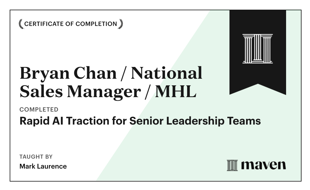 Certificate for Rapid AI Traction for Senior Leadership Teams
