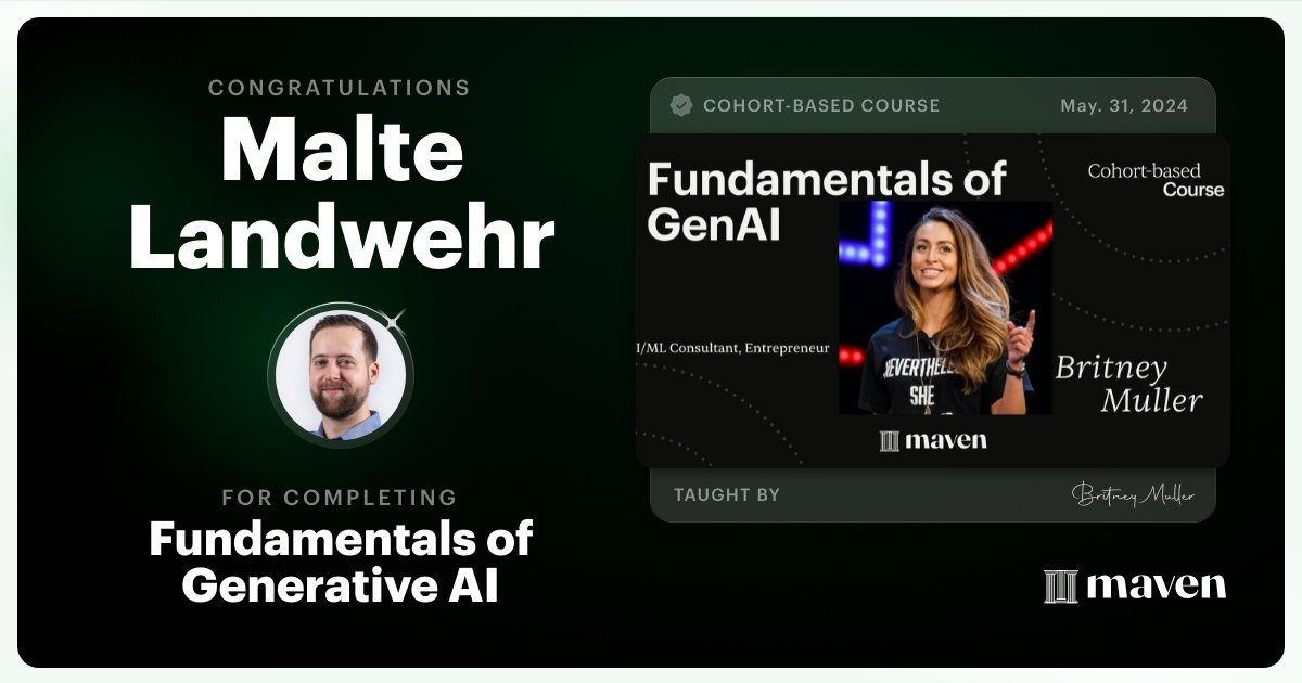 Certificate of Completion for Fundamentals of Generative AI
