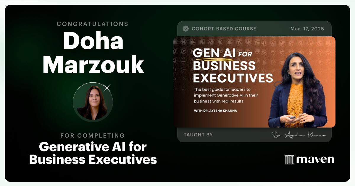 Certificate of Completion for Generative AI for Business Executives