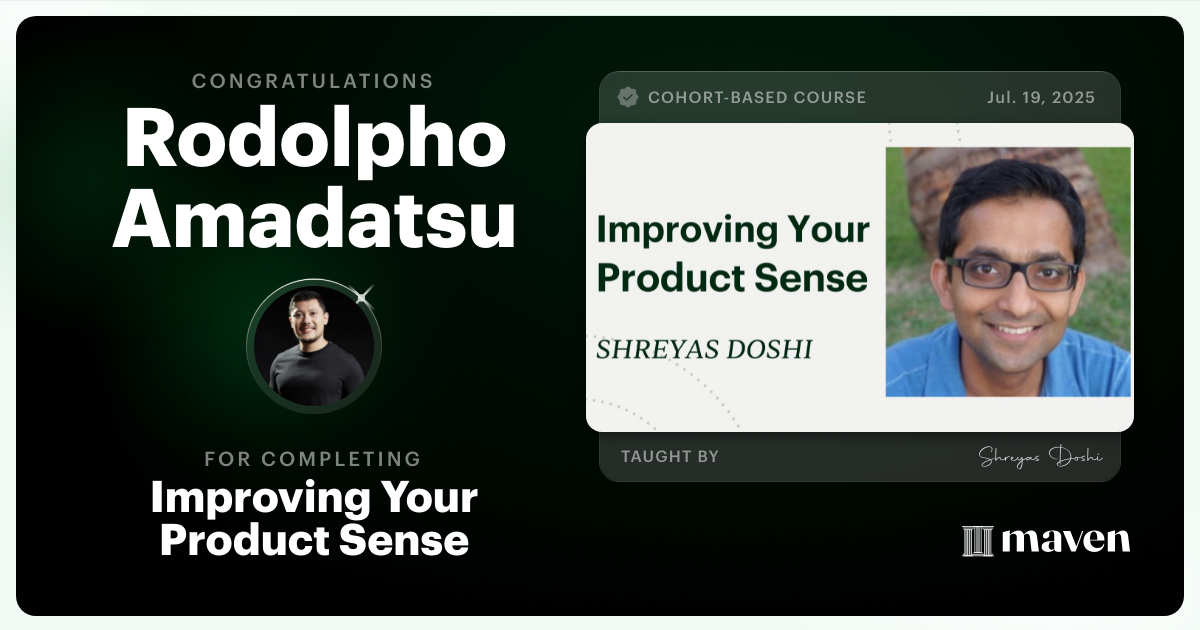 Certificate of Completion for World-class Product Sense in Practice