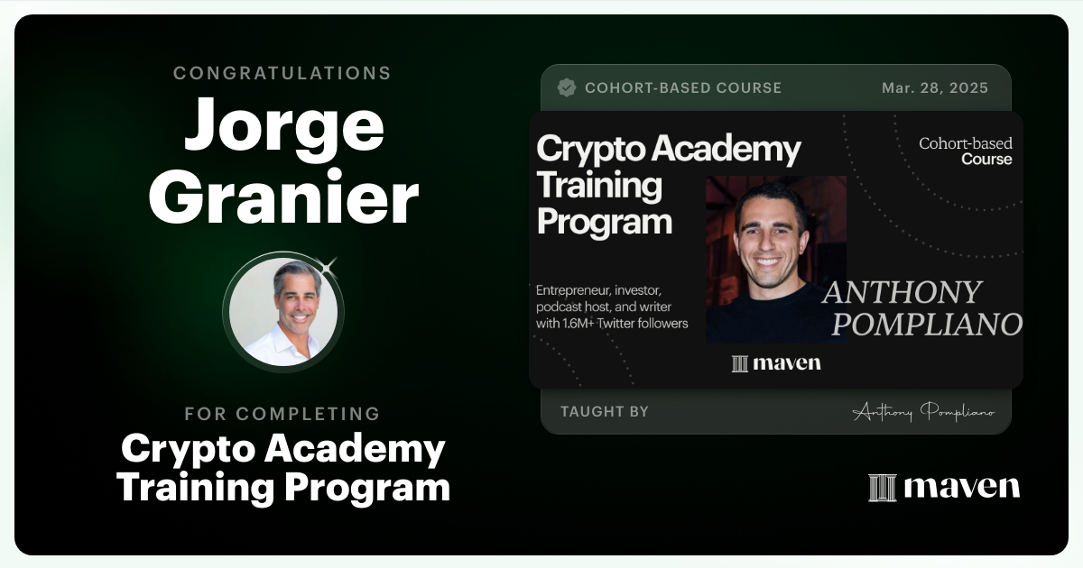 Certificate of Completion for Crypto Academy Training Program