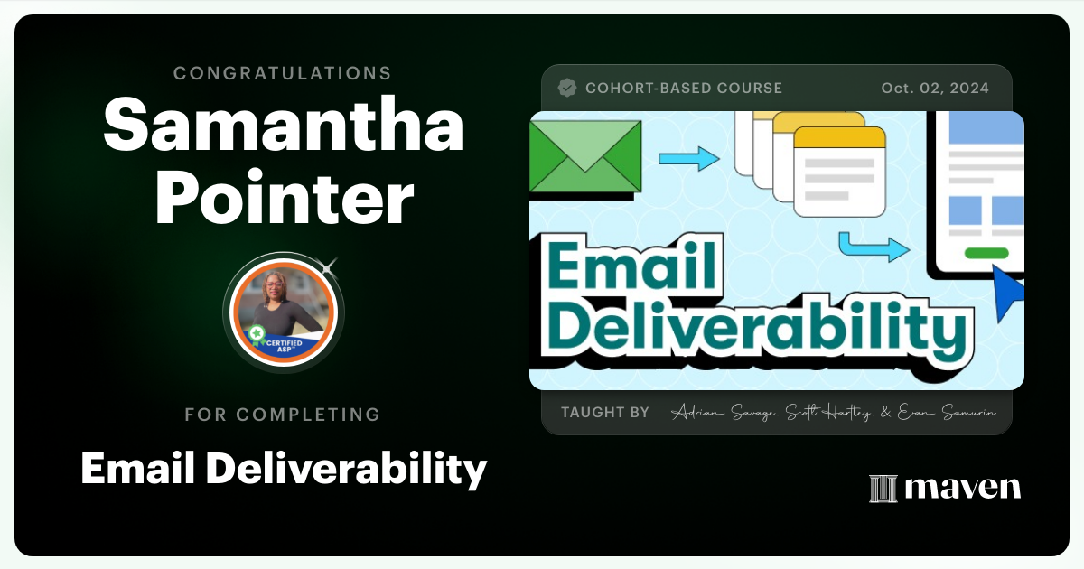 Certificate of Completion for Email Deliverability